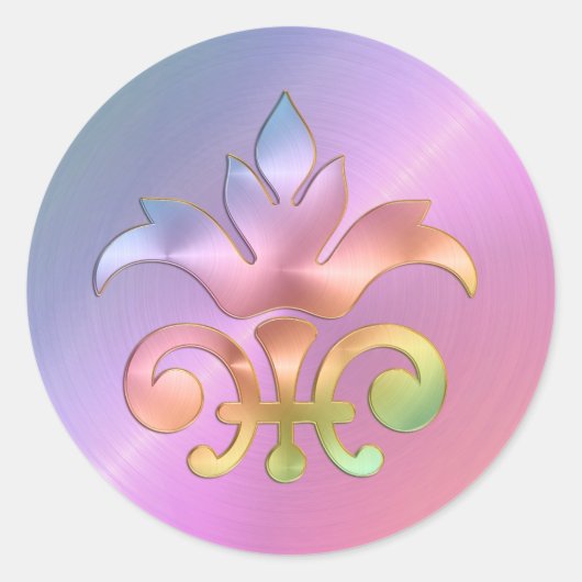 Sticker Rond Sceau d'enveloppe Rainbow Fleur de Lis (Devant)