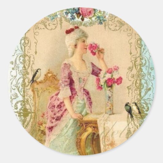 Sticker Rond Sceau d'enveloppe Rococo beige (Devant)
