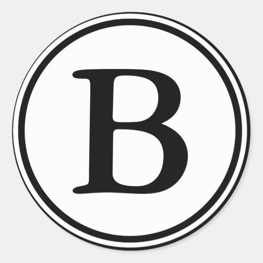 Sticker Rond Sceau d'enveloppe ronde avec monogramme - noir et (Devant)