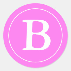 Sticker Rond Sceau d'enveloppe ronde avec monogramme - rose et 