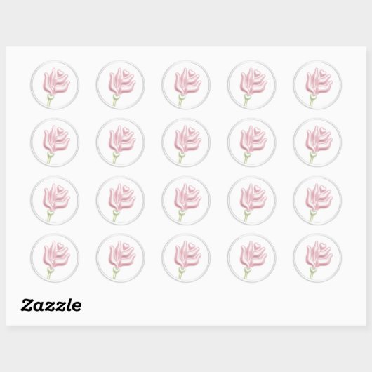 Sticker Rond Sceau d'enveloppe rose (Feuille)
