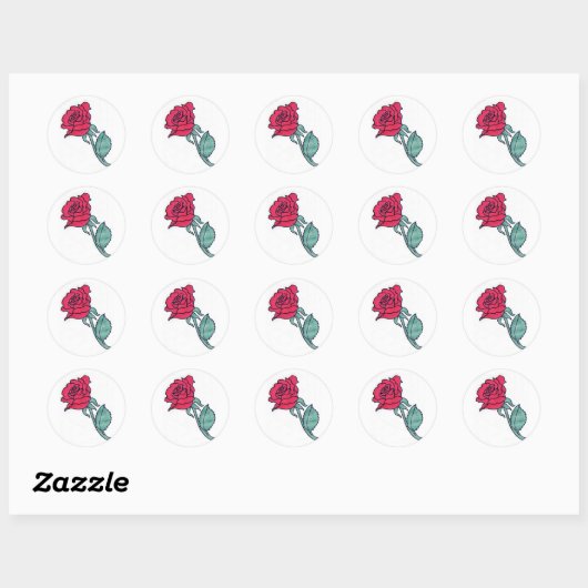 Sticker Rond Sceau d'enveloppe rose (Feuille)