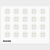 Sticker Rond Sceau d'enveloppe rose blanc floral (Feuille)