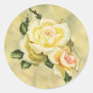 Sticker Rond Sceau d'enveloppe Rose de crème
