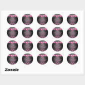 Sticker Rond Sceau d'enveloppe rose/noir Damas & Bow Sweet 16 (Feuille)