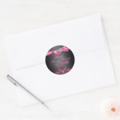Sticker Rond Sceau d'enveloppe rose/noir Damas & Bow Sweet 16 (Enveloppe)