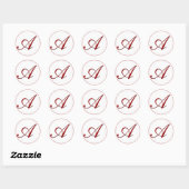 Sticker Rond Sceau d'enveloppe rouge avec monogramme (Feuille)