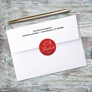 Sticker Rond Sceau d'enveloppe rouge de script de remise de dip
