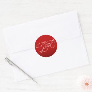 Sticker Rond Sceau d'enveloppe rouge écarlate de graduation en