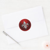 Sticker Rond Sceau d'enveloppe rouge et argent Fleur de Lis (Enveloppe)