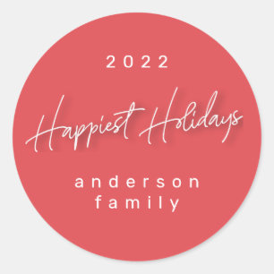Sticker Rond Sceau d'enveloppe rouge et blanc de vacances joyeu