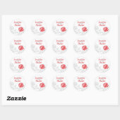 Sticker Rond Sceau d'enveloppe rouge et gris Damas (Feuille)