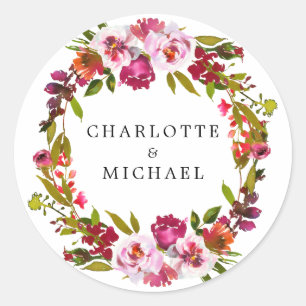 Sticker Rond Sceau d'enveloppe rouge et rose de la partie d'eng