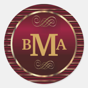 Sticker Rond Sceau d'enveloppe rouge foncé et or