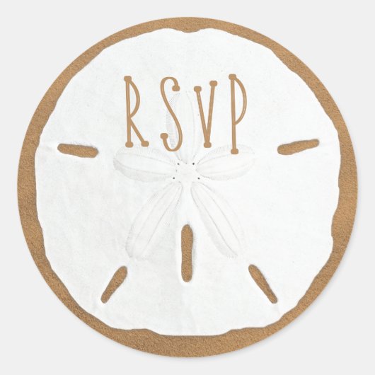 Sticker Rond Sceau d'enveloppe RSVP en dollars de sable (Devant)