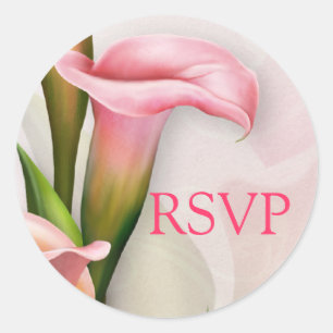 Sticker Rond Sceau d'enveloppe RSVP rose Calla Lily