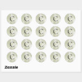 Sticker Rond Sceau d'enveloppe Sage Classic Snowflakes (Feuille)