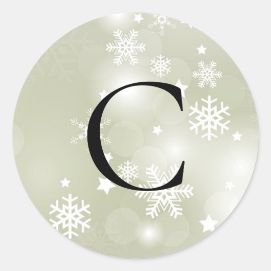 Sticker Rond Sceau d'enveloppe Sage Classic Snowflakes (Devant)