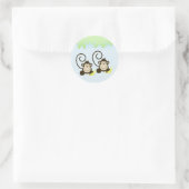 Sticker Rond Sceau d'enveloppe SILLY TWIN MONKEYS - Bleu (Sac)