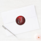 Sticker Rond Sceau d'enveloppe T en argent et en monogramme rou (Enveloppe)