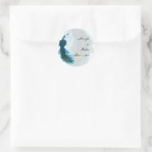 Sticker Rond Sceau d'enveloppe turquoise bleu Peacock Plume (Sac)