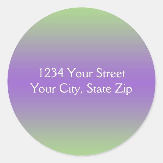 Sticker Rond Sceau d'enveloppe vert et violet avec adresse (Devant)