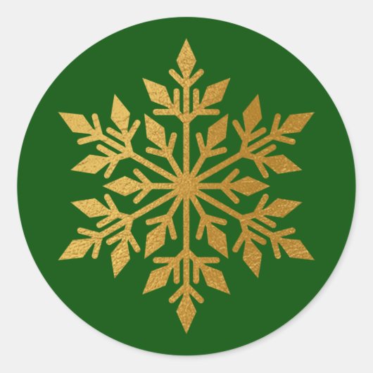 Sticker Rond Sceau d'enveloppe verte de flocons d'eau doré de l (Devant)