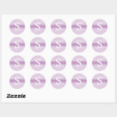 Sticker Rond Sceau d'enveloppe violette Monogramme S mariage (Feuille)
