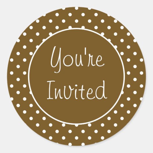 Sticker Rond Sceau d'enveloppes Polka Dot Cuivre Invité (Devant)