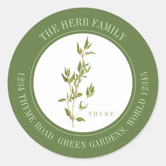 Sticker Rond Sceau d'enveloppes ronds FRAIS THYME - Vert (Devant)