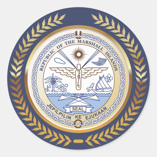 Sticker Rond Sceau des Îles Marshall (Devant)