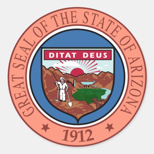 Sticker Rond Sceau d'état de l'Arizona (Devant)