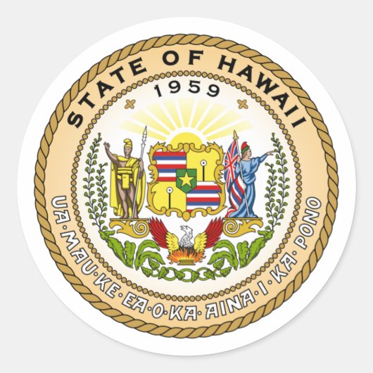 Sticker Rond Sceau d'État d'Hawaii - (Devant)