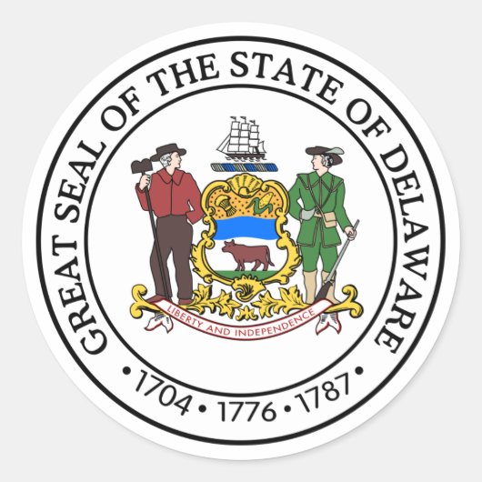 Sticker Rond Sceau d'État du Delaware (Devant)