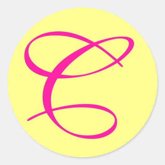 STICKER ROND SCEAU D'ÉTIQUETTE C ROSE CHAUD ET CRÈME (Devant)