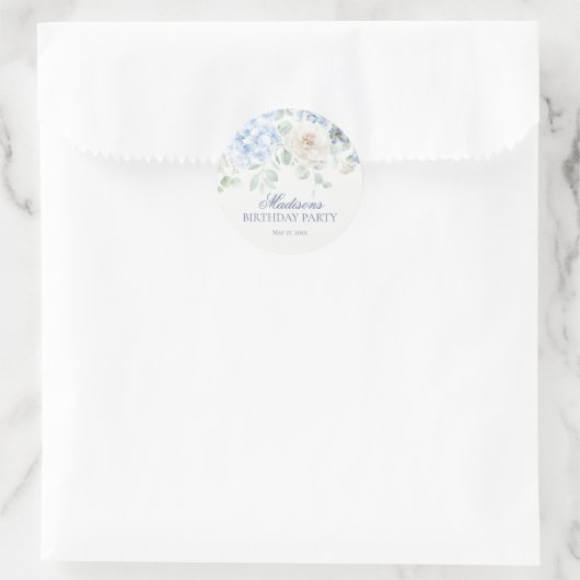 Sticker Rond Sceau d'invitation d'anniversaire aux fleurs d'hyd (Sac)