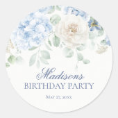 Sticker Rond Sceau d'invitation d'anniversaire aux fleurs d'hyd (Devant)