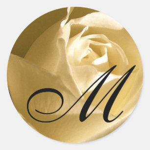 Sticker Rond Sceau d'invitation_Initial, monogramme, Rose lettr