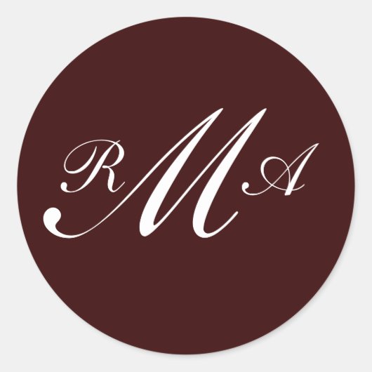 Sticker Rond Sceau d'invitation Monogramme Brown et blanc (Devant)