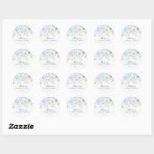 Sticker Rond Sceau d'invitation pour Baby Shower Fleur bleue bé (Feuille)