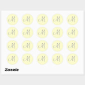 Sticker Rond Sceau d'ivoire Monogramme M Faire-part de mariage (Feuille)