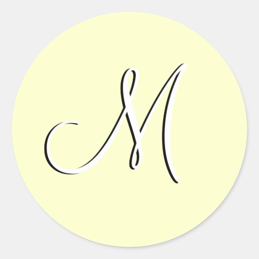 Sticker Rond Sceau d'ivoire Monogramme M Faire-part de mariage (Devant)