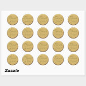 Sticker Rond Sceau d'or de Merci personnalisable (Feuille)
