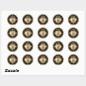 Sticker Rond Sceau doré Monogramme 25e Anniversaire (Feuille)
