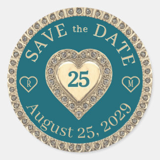 Sticker Rond Sceau doré monogramme pour sauvegarde de date