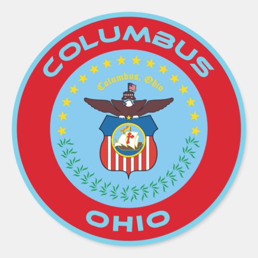 Sticker Rond Sceau du drapeau de Columbus Ohio (Devant)