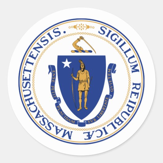 Sticker Rond Sceau du Massachusetts, Sceau du Massachusetts Sti (Devant)