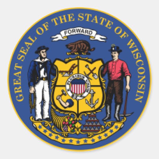 Sticker Rond Sceau du Wisconsin (Devant)