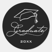 Sticker Rond Sceau élégant de l'enveloppe de graduation de scri (Devant)