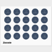 Sticker Rond Sceau élégant de mariage bleu marine moderne (Feuille)